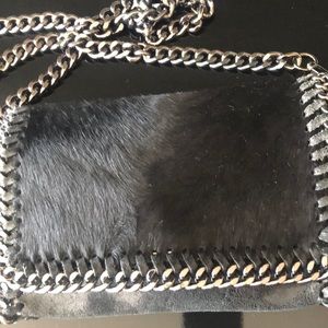 Black Cross body silver chain bag
